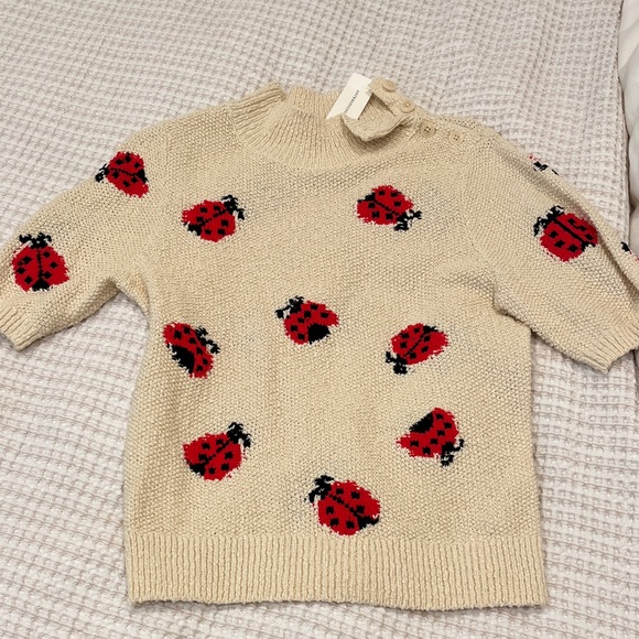 Anthropologie Beige Ladybug Turtleneck Sweater - Picture 2 of 10